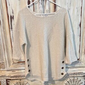 Cream Knit Sweater with Button Accents